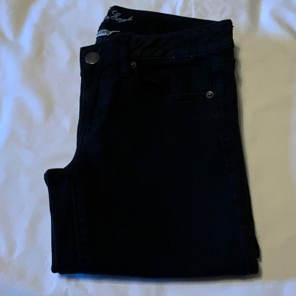 American Eagle Slim Straight Barely Boot Low Rise Black Stretchy Jeans (28x32) - Picture 12 of 13